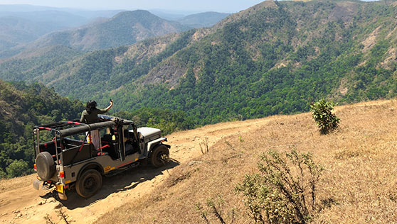 Jeep Safari in the summer Western Ghats hill range India